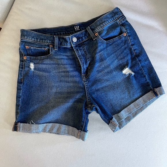 Gap High Waist Light Indigo Distressed Short - Picture 1 of 3